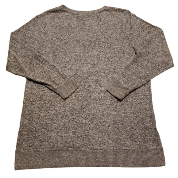 Lucky Brand Sweater Women's Large L Gray Western Split Hem V-Neck Long Sleeve - Picture 2 of 9